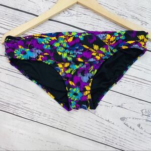Allen B. black purple blue gathered bottoms size 8
